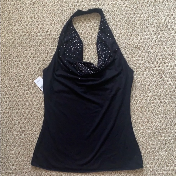 NWT Georgiou’s Studio Black Embellished Halter Top - Picture 1 of 6